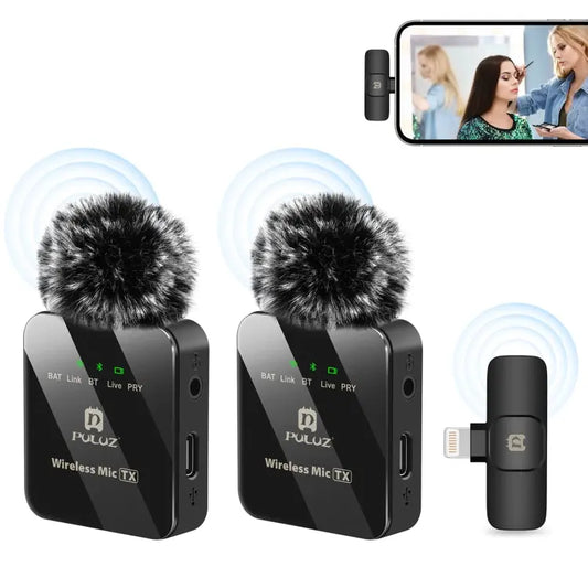 PULUZ Wireless Lavalier Microphone for iPhone / iPad, 8-Pin Receiver and Dual Microphones PULUZ