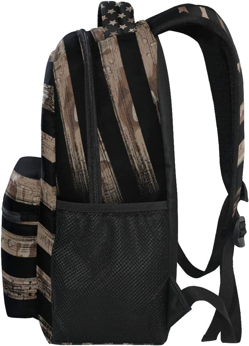 American USA Flag Desert Camouflage Backpack Best Suitable for under 13 Boys Kids Girls School Laptop Ipad Tablet Travel School Bag with Multiple Pockets