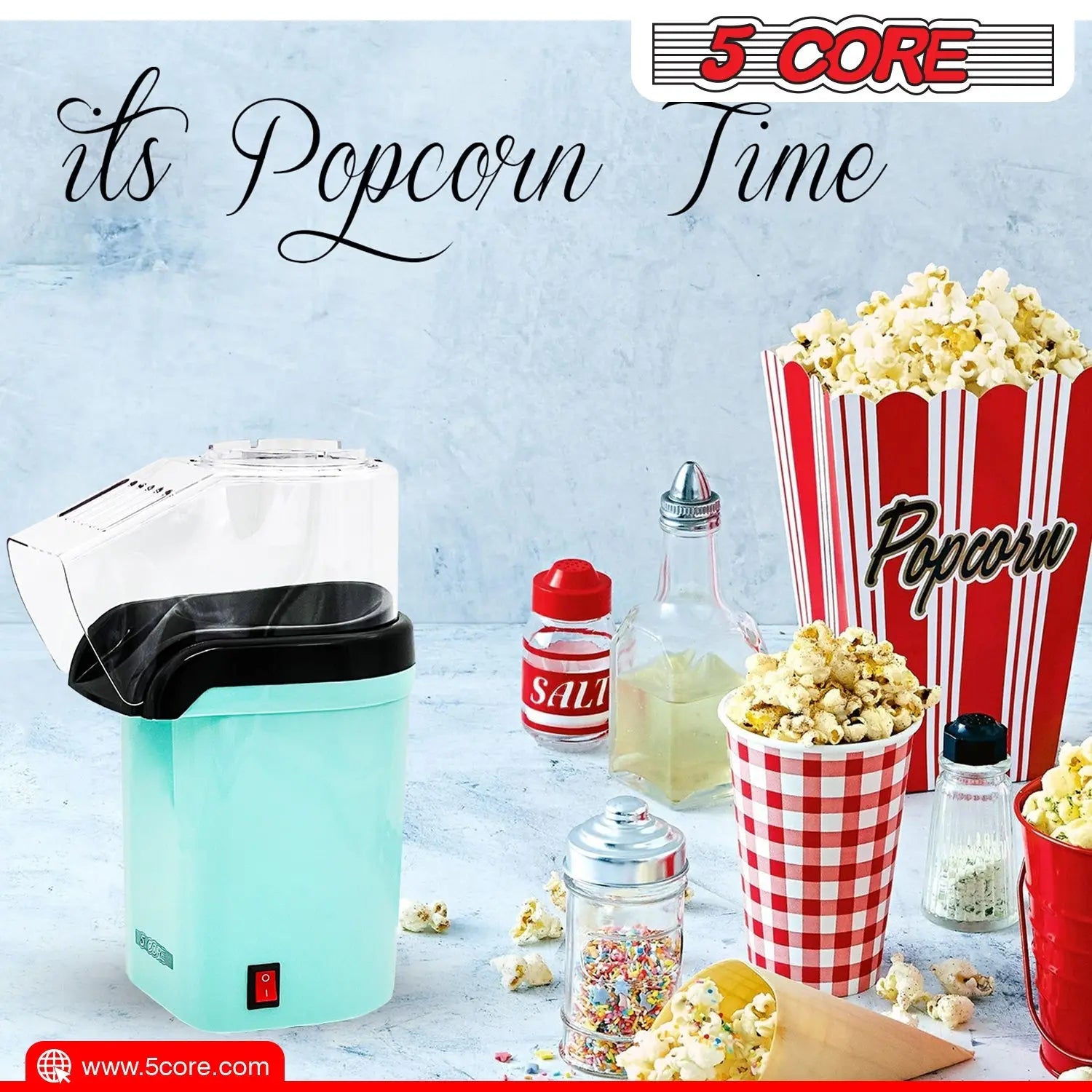 5 Core Popcorn Machine Hot Air Electric Popper Kernel Corn Maker Bpa Free No Oil POP G