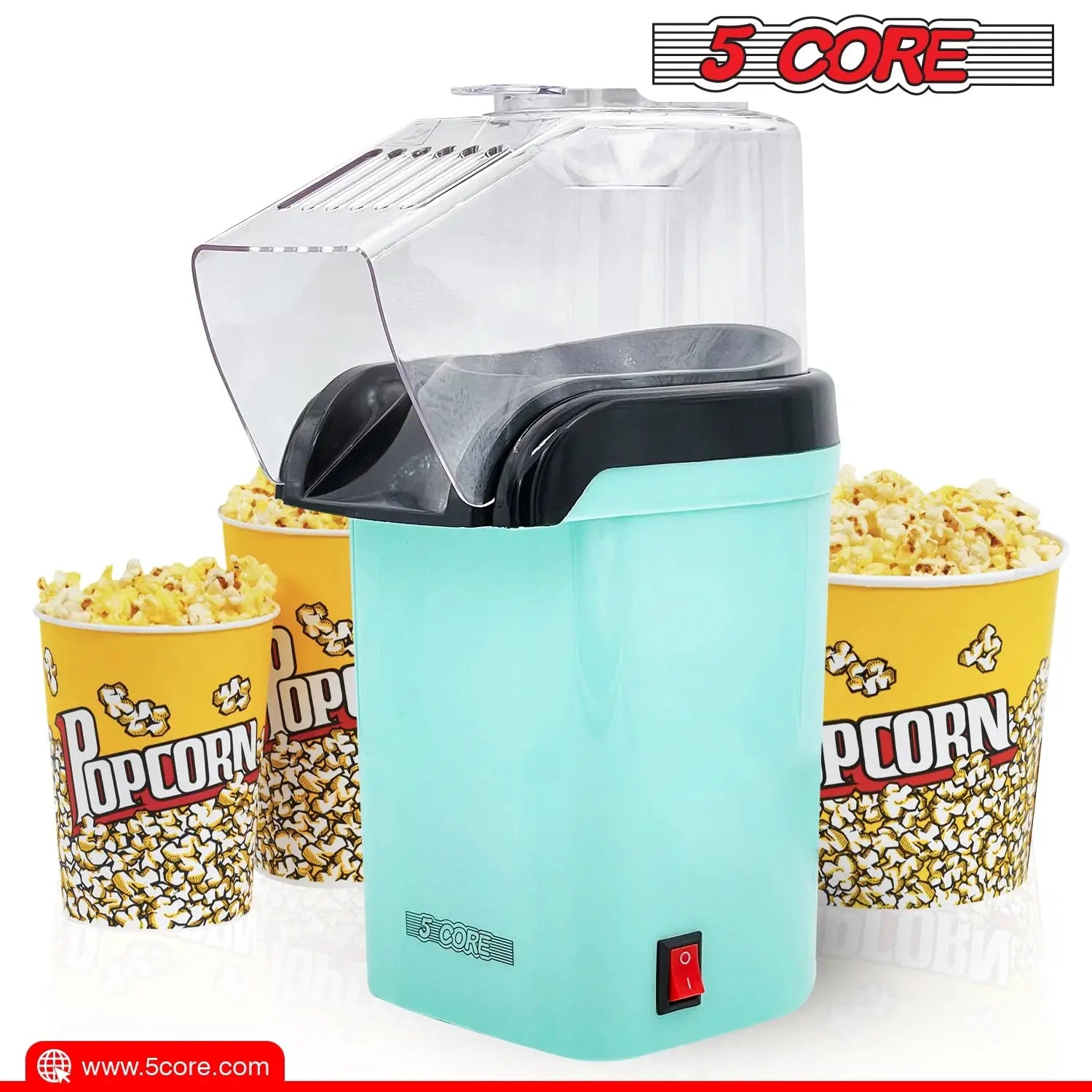 5 Core Popcorn Machine Hot Air Electric Popper Kernel Corn Maker Bpa Free No Oil POP G