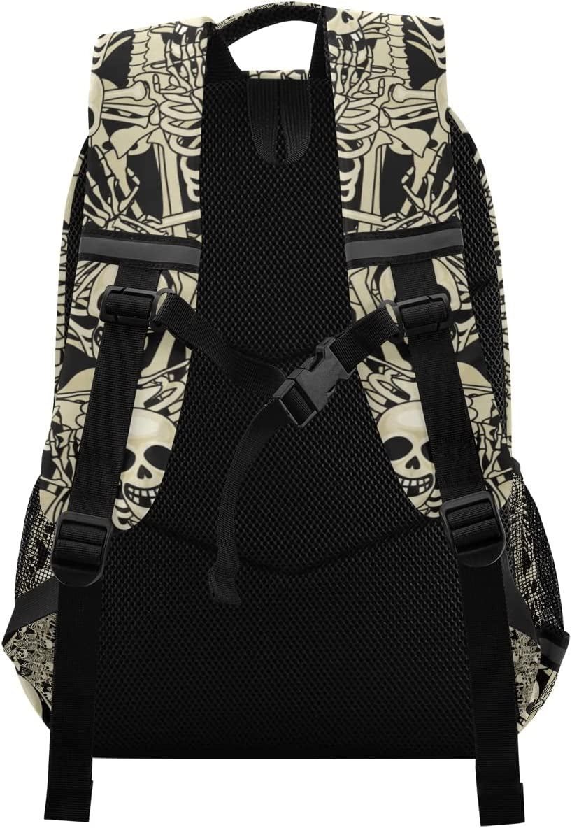 Gothic Skulls Skeletons Backpacks Laptop School Book Bag Lightweight Daypack for Women Men Teens Kids