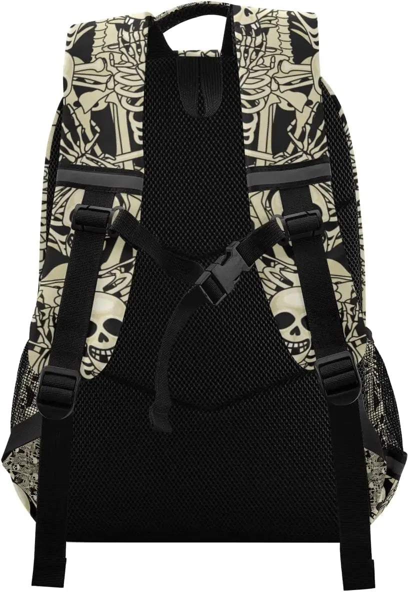 Gothic Skulls Skeletons Backpacks Laptop School Book Bag Lightweight Daypack for Women Men Teens Kids