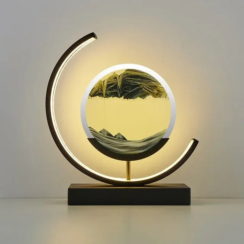 LED Quicksand Painting Hourglass Art Unique Decorative Sand Painting Night Light Bedroom Decoration Glass Hourglass Table Lamp