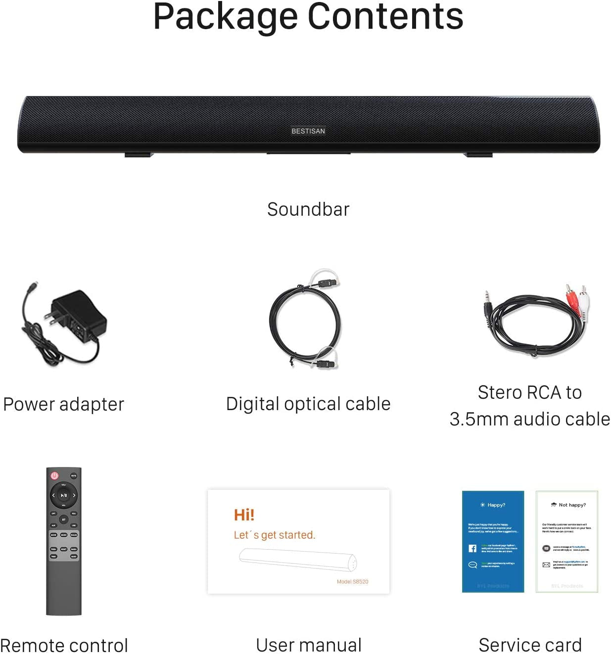 Sound Bar, 100Watt Soundbar for TV, Wired & Wireless Bluetooth 5.0 Sound Bar(40 Inch, 6 Drivers, Optical, HDMI-ARC)