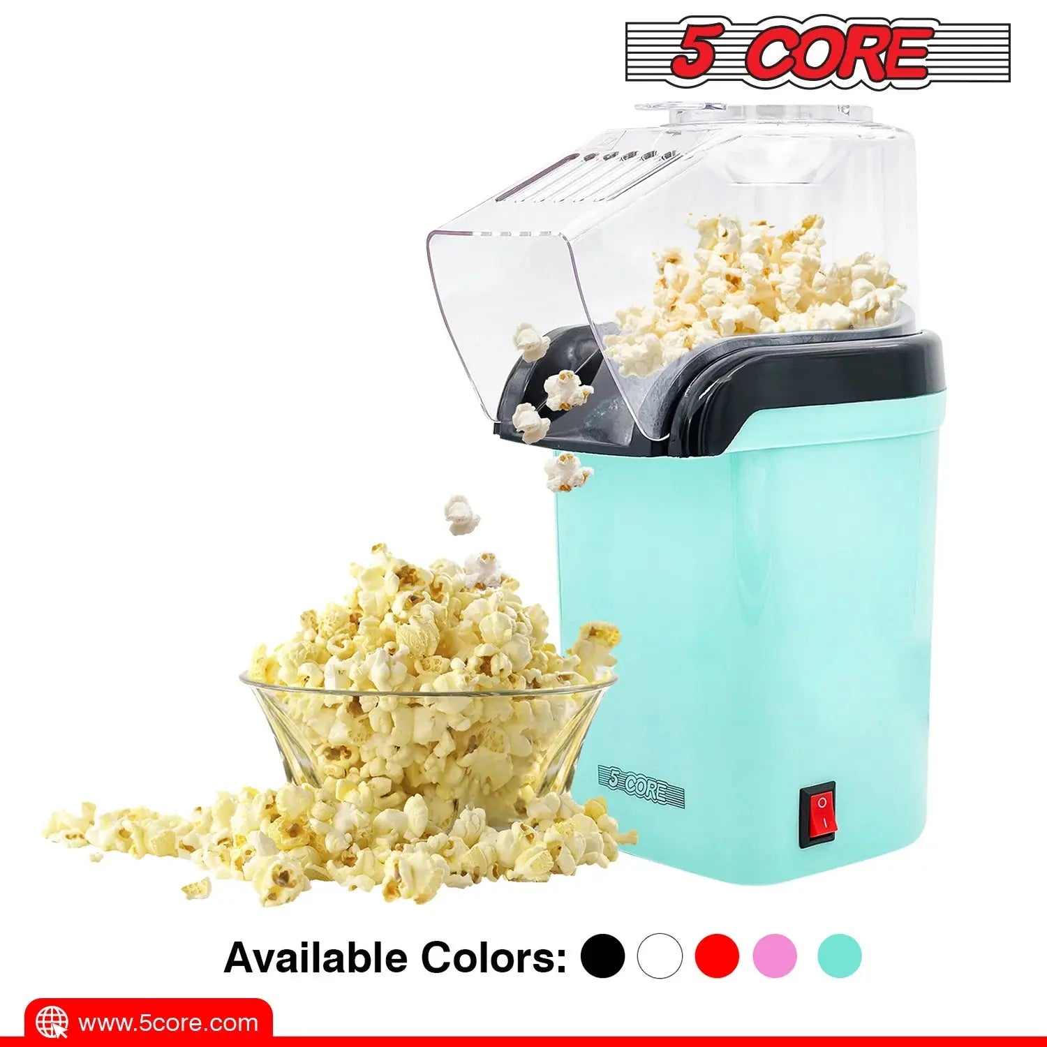 5 Core Popcorn Machine Hot Air Electric Popper Kernel Corn Maker Bpa Free No Oil POP G