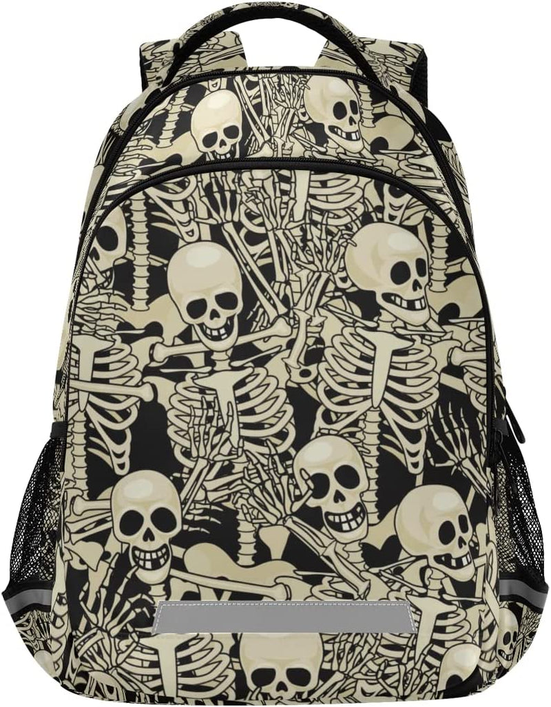 Gothic Skulls Skeletons Backpacks Laptop School Book Bag Lightweight Daypack for Women Men Teens Kids