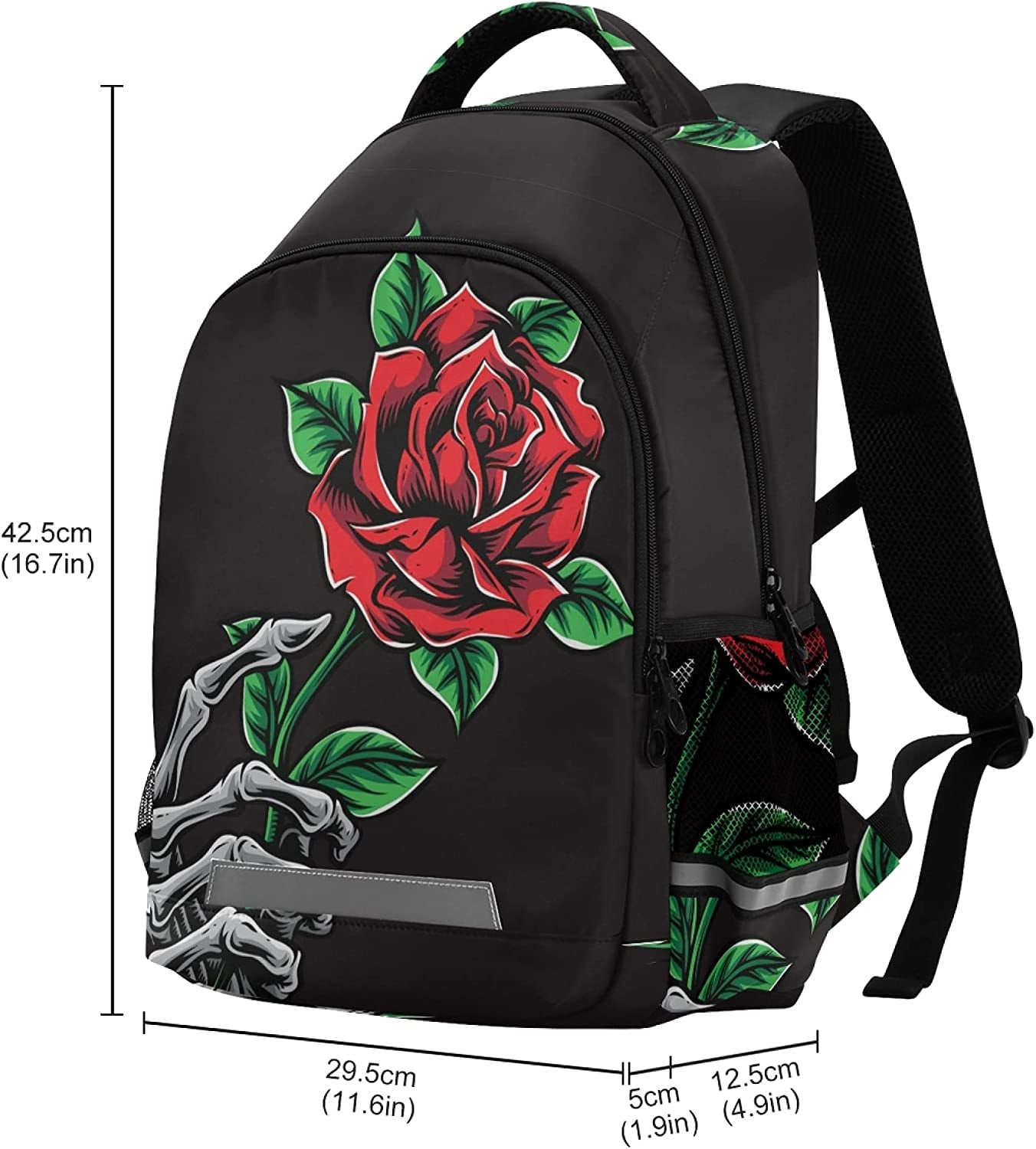 Rose Skull Backpacks Laptop School Book Bag Lightweight Daypack for Men Women Teens Kids